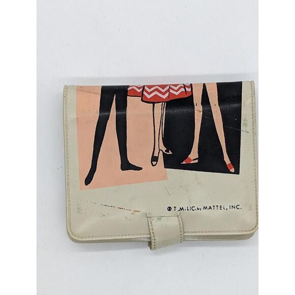 Vintage 1961 Barbie Black Vinyl Wallet By Mattel w/ Inserts & Original Nail File